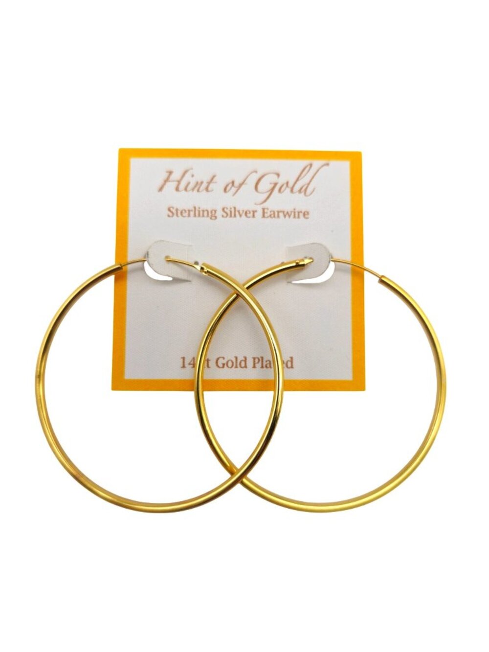 Hint Of Gold 14k Gold Plated Sterling Silver Hoop Earrings 2 Inch Diameter